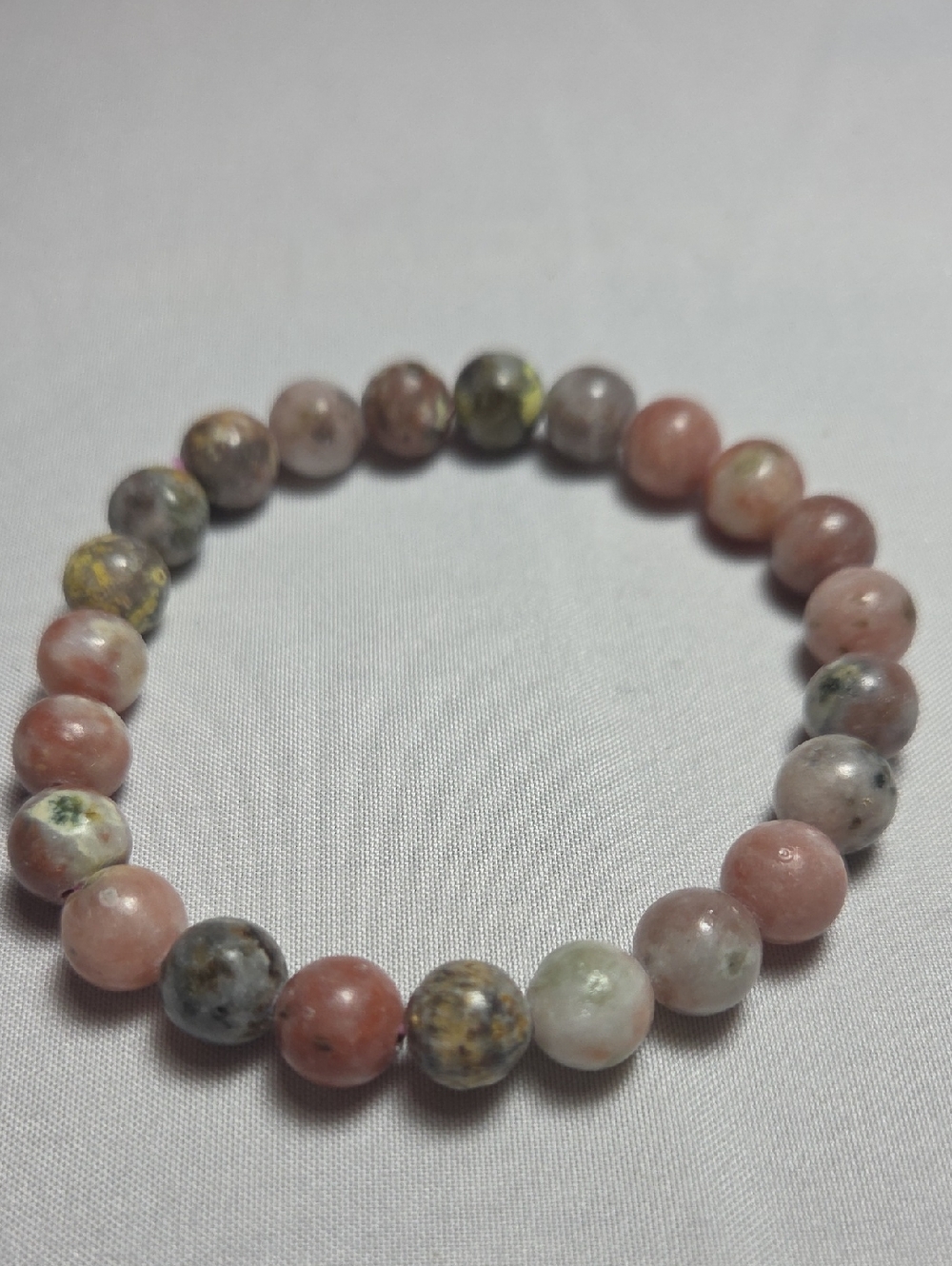 Natural Pink Multi-Color Gemstone Bead Bracelet 10mm Beads